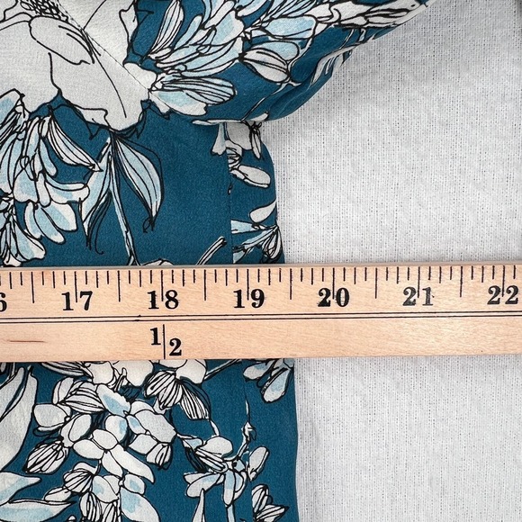 WEEKEND MAX MARA Adda Silk Top XS Floral Print Teal White Long Sleeve Blouse - Picture 13 of 15